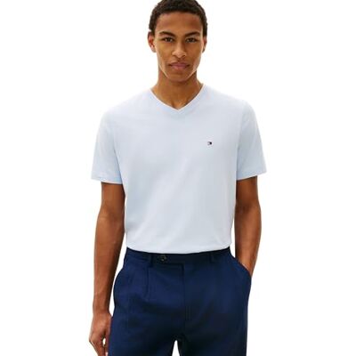 Tommy Hilfiger Herren T-Shirt Kurzarm Essential Tee mit V-Ausschnitt Tommy Hilfiger Herren T-Shirt Kurzarm Essential Tee mit V-Ausschnitt