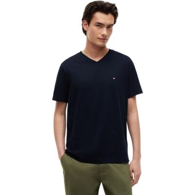 Tommy Hilfiger Herren T-Shirt Kurzarm Essential Tee mit V-Ausschnitt Tommy Hilfiger Herren T-Shirt Kurzarm Essential Tee mit V-Ausschnitt
