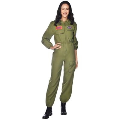 amscan Damen Kampfpiloten-Jumpsuit, Größe 40-42, Kostüm, Body, Khaki-Grün amscan Damen Kampfpiloten-Jumpsuit, Größe 40-42, Kostüm, Body, Khaki-Grün