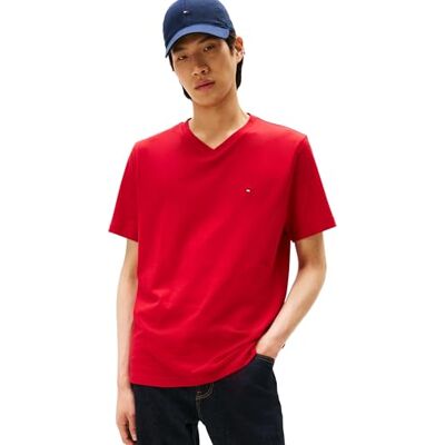 Tommy Hilfiger Herren T-Shirt Kurzarm Essential Tee mit V-Ausschnitt Tommy Hilfiger Herren T-Shirt Kurzarm Essential Tee mit V-Ausschnitt