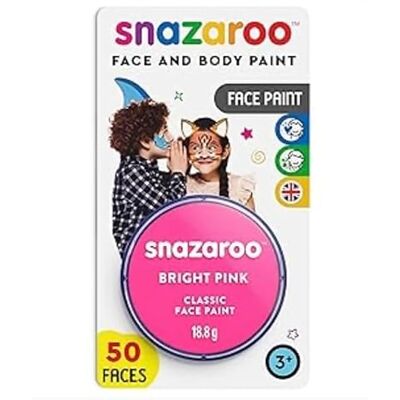Snazaroo 1119058 Schminkfarbe Leuchtrosa , 18ml Blister hautfreundliche Gesichtschminke auf Wasserbasis, wasservermalbar, parabenfrei, Face & Bodypaint Farbe für Kinder & Erwachsene Snazaroo 1119058 Schminkfarbe Leuchtrosa , 18ml Blister hautfreundliche Gesichtschminke auf Wasserbasis, wasservermalbar, parabenfrei, Face & Bodypaint Farbe für Kinder & Erwachsene