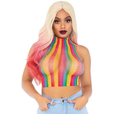LEG AVENUE Rainbow net high neck crop top Groesse: O/S Farbe: Multicolor LEG AVENUE Rainbow net high neck crop top Groesse: O/S Farbe: Multicolor