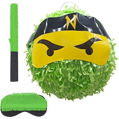 Relaxdays Pinata Ninja, mit Stab & Maske, Partypinata Kinder, für Geburtstag, Schlagpinata zum Befüllen, Ø 25 cm, grün Relaxdays Pinata Ninja, mit Stab & Maske, Partypinata Kinder, für Geburtstag, Schlagpinata zum Befüllen, Ø 25 cm, grün
