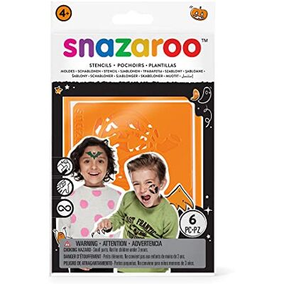 Snazaroo Schmink Schablonen Set "Halloween", 6 wiederverwendbare Acryl Schablonen mit gruseligen Motiven Snazaroo Schmink Schablonen Set "Halloween", 6 wiederverwendbare Acryl Schablonen mit gruseligen Motiven