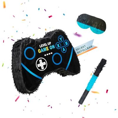 Relaxdays Pinata Gamer, Stab & Maske, Partypinata Kinder, Geburtstag, zum Befüllen, Controller, HBT: 28x40x7 cm, schwarz Relaxdays Pinata Gamer, Stab & Maske, Partypinata Kinder, Geburtstag, zum Befüllen, Controller, HBT: 28x40x7 cm, schwarz