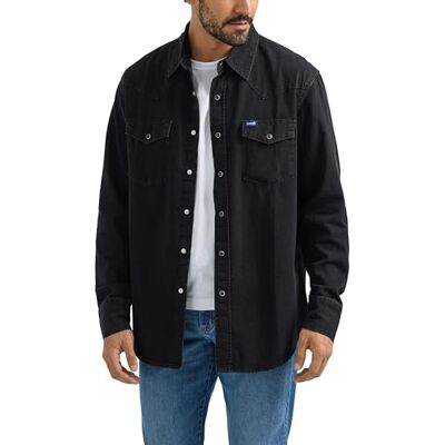 Wrangler Iconic Jeanshemd mit Druckknöpfen für Herren, reguläre Passform Wrangler Iconic Jeanshemd mit Druckknöpfen für Herren, reguläre Passform