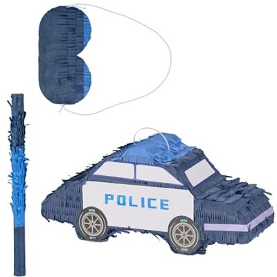 Relaxdays Pinata Polizei, mit Stab & Maske, Partypinata Kinder, Geburtstag, zum Befüllen, HxBxT: 22 x 50 x 16 cm, blau Relaxdays Pinata Polizei, mit Stab & Maske, Partypinata Kinder, Geburtstag, zum Befüllen, HxBxT: 22 x 50 x 16 cm, blau