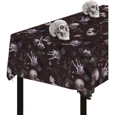FIESTAS GUIRCA Halloween Friedhof Tischdecke Totenkopf 137 x 274 cm Größe Schwarz FIESTAS GUIRCA Halloween Friedhof Tischdecke Totenkopf 137 x 274 cm Größe Schwarz