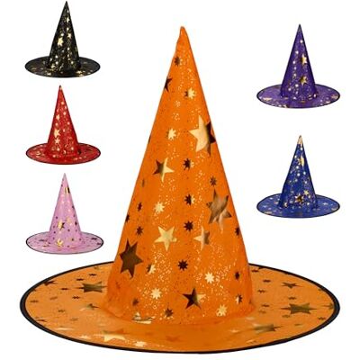 Relaxdays Zauberhut, 6er Set, glänzende Sterne, Kostümhut Halloween & Fasching, Zaubererkostüm Accessoire, Magier, bunt Relaxdays Zauberhut, 6er Set, glänzende Sterne, Kostümhut Halloween & Fasching, Zaubererkostüm Accessoire, Magier, bunt
