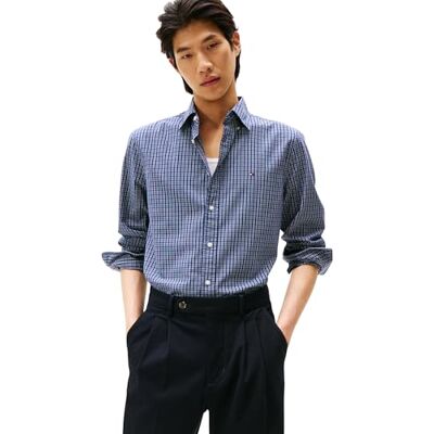 Tommy Hilfiger Herren Hemd Flex Poplin Mini Tartan Shirt mit Spitzkragen Tommy Hilfiger Herren Hemd Flex Poplin Mini Tartan Shirt mit Spitzkragen