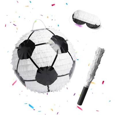 Relaxdays Pinata Fußball, Set mit Stab & Maske, Partypinata Kinder, Geburtstag, zum Befüllen, D: 25 cm, weiß-schwarz Relaxdays Pinata Fußball, Set mit Stab & Maske, Partypinata Kinder, Geburtstag, zum Befüllen, D: 25 cm, weiß-schwarz
