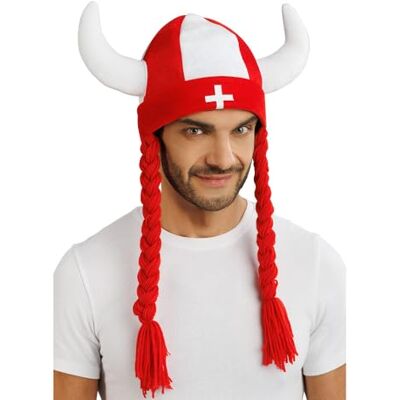 Chaks Helm mit Hörnern und Zöpfen, Fan Kostüm Accessoire WM Chaks Helm mit Hörnern und Zöpfen, Fan Kostüm Accessoire WM