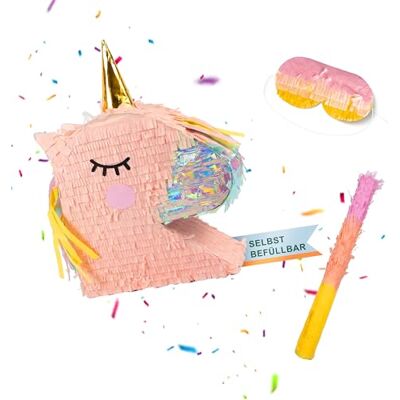 Relaxdays Pinata Einhorn, mit Stab & Maske, Partypinata Kinder, Geburtstag, zum Befüllen, HxBxT: 49,5 x 43 x 10 cm, bunt Relaxdays Pinata Einhorn, mit Stab & Maske, Partypinata Kinder, Geburtstag, zum Befüllen, HxBxT: 49,5 x 43 x 10 cm, bunt