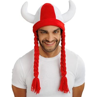 Chaks Helm mit Hörnern und Zöpfen, Fan Kostüm Accessoire WM Chaks Helm mit Hörnern und Zöpfen, Fan Kostüm Accessoire WM