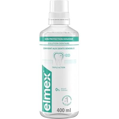ELMEX Mundwasser Pflege Schutz Sanft Dreifache Wirkung für empfindliche Zähne und Kariesschutz ohne Alkohol ELMEX Mundwasser Pflege Schutz Sanft Dreifache Wirkung für empfindliche Zähne und Kariesschutz ohne Alkohol