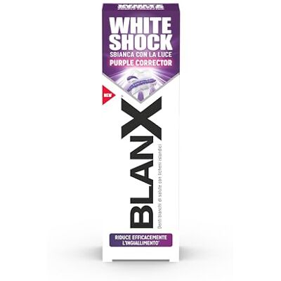 BLANX White Shock Purple Corrector, Zahnpasta Dual Color, reduziert effektiv Vergilbung, mit Actilux- und Color Correction-Technologie, sanft zu Nagellack und Zahnfleisch, 3 x 75 ml BLANX White Shock Purple Corrector, Zahnpasta Dual Color, reduziert effektiv Vergilbung, mit Actilux- und Color Correction-Technologie, sanft zu Nagellack und Zahnfleisch, 3 x 75 ml