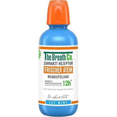 The Breath Co. Mundspülung Antibakteriell, 12h Frischer Atem, gegen Mundgeruch mit Aktivsauerstoff, Alkoholfrei, Eis Minze, 500ml The Breath Co. Mundspülung Antibakteriell, 12h Frischer Atem, gegen Mundgeruch mit Aktivsauerstoff, Alkoholfrei, Eis Minze, 500ml