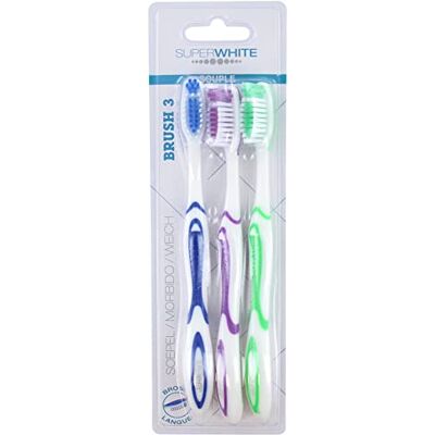 SUPERWHITE Prowhite Zahnbürste, weich, 3 Stück SUPERWHITE Prowhite Zahnbürste, weich, 3 Stück