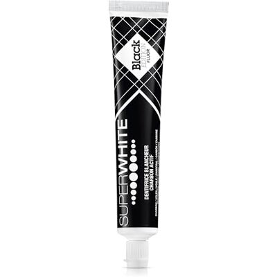 SUPERWHITE Aktivkohle Zahnpasta Black Edition – Aufhellend & Frisch – Pfefferminze – Fluor – 75ml SUPERWHITE Aktivkohle Zahnpasta Black Edition – Aufhellend & Frisch – Pfefferminze – Fluor – 75ml