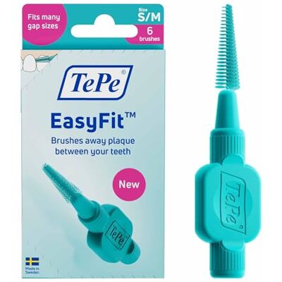 TePe EasyFit™, Türkis, S/M, 6 Stk., Plaque-Entfernung, effiziente Reinigung zwischen den Zähnen, geeignet für kleine bis mittlere Zahnzwischenräume TePe EasyFit™, Türkis, S/M, 6 Stk., Plaque-Entfernung, effiziente Reinigung zwischen den Zähnen, geeignet für kleine bis mittlere Zahnzwischenräume