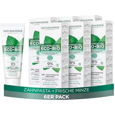 Naturaverde BIO – ECO BIO Schutz- und Frische-Zahnpasta, mit Echinacea- und Islandici-Flechten-Extrakt, 0% Fluorid, 6 x 75 ml Naturaverde BIO – ECO BIO Schutz- und Frische-Zahnpasta, mit Echinacea- und Islandici-Flechten-Extrakt, 0% Fluorid, 6 x 75 ml