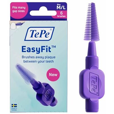 TePe EasyFit™, Lila, M/L, 6 Stk., Plaque-Entfernung, effiziente Reinigung zwischen den Zähnen, geeignet für mittlere bis große Zahnzwischenräume TePe EasyFit™, Lila, M/L, 6 Stk., Plaque-Entfernung, effiziente Reinigung zwischen den Zähnen, geeignet für mittlere bis große Zahnzwischenräume