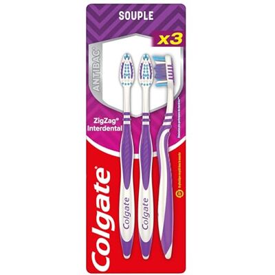Colgate ZigZag Zahnbürsten, weich, gründliche Reinigung der Zahnzwischenräume, 3 Stück Colgate ZigZag Zahnbürsten, weich, gründliche Reinigung der Zahnzwischenräume, 3 Stück