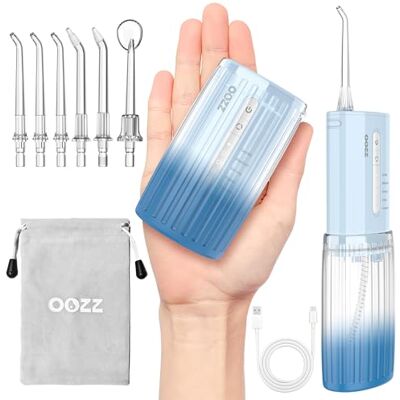 OOZZ Travel Water Flosser, Schnurlose Taschenmunddusche, 5 Druckmodi, 6 Strahlspitzen, USB-wiederaufladbar, kompaktes Design, tragbare Munddusche (Farbverlauf Blau) OOZZ Travel Water Flosser, Schnurlose Taschenmunddusche, 5 Druckmodi, 6 Strahlspitzen, USB-wiederaufladbar, kompaktes Design, tragbare Munddusche (Farbverlauf Blau)