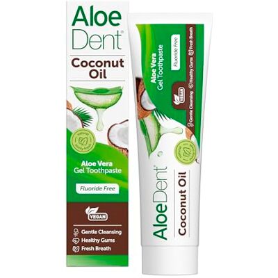Aloe Dent AloeDent Kokosöl Zahnpasta ohne Fluorid Natürliche Pfefferminze, Dreifachwirkung, SLS-frei, Frischer Atem & Gesundes Zahnfleisch, Vegan, 100ml Aloe Dent AloeDent Kokosöl Zahnpasta ohne Fluorid Natürliche Pfefferminze, Dreifachwirkung, SLS-frei, Frischer Atem & Gesundes Zahnfleisch, Vegan, 100ml
