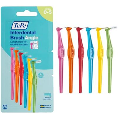 TePe Angle Interdentalbürste,Mixed Pack, 0,4-0,8 mm/ISO-Größe 0-5, 6 Stk. Zahnwischenraumreinigung, Plaque-Entferner für kleine bis große Zahnzwischenräume TePe Angle Interdentalbürste,Mixed Pack, 0,4-0,8 mm/ISO-Größe 0-5, 6 Stk. Zahnwischenraumreinigung, Plaque-Entferner für kleine bis große Zahnzwischenräume