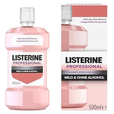 Listerine Professional Zahnfleischschutz+, antibakterielle Mundspülung, bietet in nur 1 Woche effektiven Zahnfleischschutz im Vergleich zu Zähneputzen allein, milde Mundspülung ohne Alkohol, 500 ml Listerine Professional Zahnfleischschutz+, antibakterielle Mundspülung, bietet in nur 1 Woche effektiven Zahnfleischschutz im Vergleich zu Zähneputzen allein, milde Mundspülung ohne Alkohol, 500 ml
