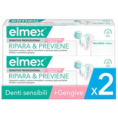 ELMEX Zahnpasta Sensitive Professional Repair & Prevent 2x75ml – medizinische Zahnreinigung für sofortigen*, anhaltenden Schutz – beugt Zahnfleischrückgang & neuen Schmerzen vor ELMEX Zahnpasta Sensitive Professional Repair & Prevent 2x75ml – medizinische Zahnreinigung für sofortigen*, anhaltenden Schutz – beugt Zahnfleischrückgang & neuen Schmerzen vor
