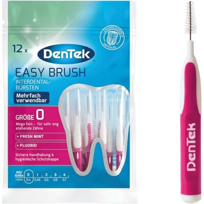 DenTek Easy Brush Größe 0 (12 Stück) – Mega feine Interdentalbürsten für Zahnzwischenräume – Interdentalbürste mit Minzgeschmack und Schutzkappe – Für Brücken und Zahnspangen geeignet DenTek Easy Brush Größe 0 (12 Stück) – Mega feine Interdentalbürsten für Zahnzwischenräume – Interdentalbürste mit Minzgeschmack und Schutzkappe – Für Brücken und Zahnspangen geeignet