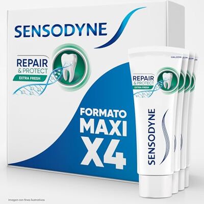 Sensodyne Repair & Protect Extra Fresh Zahnpasta, Linderung für empfindliche Zähne, dauerhafter Schutz vor Zahnempfindlichkeit, 4 x 75 ml Sensodyne Repair & Protect Extra Fresh Zahnpasta, Linderung für empfindliche Zähne, dauerhafter Schutz vor Zahnempfindlichkeit, 4 x 75 ml