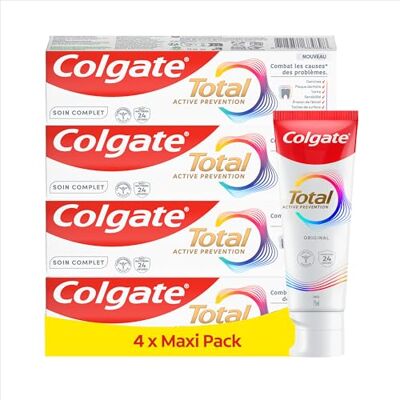 Colgate Total Aktive Prävention, Zahnpasta, 4 x 100 ml, hilft bei Zahnfleischproblemen, Plaque, Zahnstein, Empfindlichkeit, Erosion, oberflächlichen Flecken, Mundgeruch und Karies Colgate Total Aktive Prävention, Zahnpasta, 4 x 100 ml, hilft bei Zahnfleischproblemen, Plaque, Zahnstein, Empfindlichkeit, Erosion, oberflächlichen Flecken, Mundgeruch und Karies