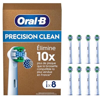 Oral-B Precision Clean elektrische Zahnbürstenköpfe, Packung mit 8 Ersatzbürstenköpfen, präzise Reinigung und Aufhellung, Anzeige der Verwendung des Bürstenkopfes, geeignet für Briefschlitz Oral-B Precision Clean elektrische Zahnbürstenköpfe, Packung mit 8 Ersatzbürstenköpfen, präzise Reinigung und Aufhellung, Anzeige der Verwendung des Bürstenkopfes, geeignet für Briefschlitz