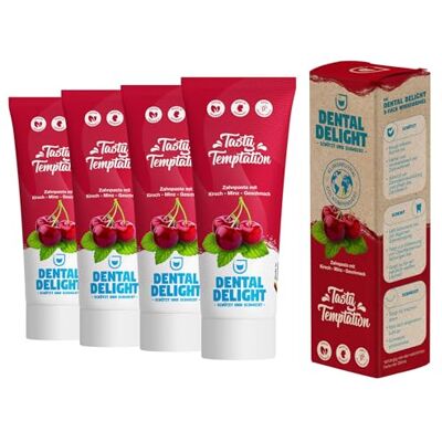 DENTAL DELIGHT Tasty Temptation Zahnpasta, Vegane Zahnpasta mit Geschmack, Zahncreme (Kirsche, 4er Pack) DENTAL DELIGHT Tasty Temptation Zahnpasta, Vegane Zahnpasta mit Geschmack, Zahncreme (Kirsche, 4er Pack)