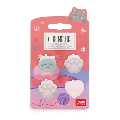 LEGAMI Set mit 4 Mini-Haarspangen Clip Me Up!, Kitty-Motiv, Haarspangen zum Frisieren und Stylen, aus PS, Acryl, 2,5 x 2,5 x 1,5 cm LEGAMI Set mit 4 Mini-Haarspangen Clip Me Up!, Kitty-Motiv, Haarspangen zum Frisieren und Stylen, aus PS, Acryl, 2,5 x 2,5 x 1,5 cm