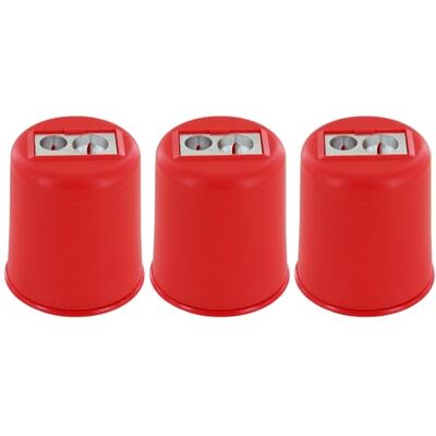 KUM Anspitzer mit Behälter Pod M2, rot, 3er Pack Doppel-Behälterspitzer für Blei- und Buntstifte, ideal für Schule, Büro und zu Hause KUM Anspitzer mit Behälter Pod M2, rot, 3er Pack Doppel-Behälterspitzer für Blei- und Buntstifte, ideal für Schule, Büro und zu Hause