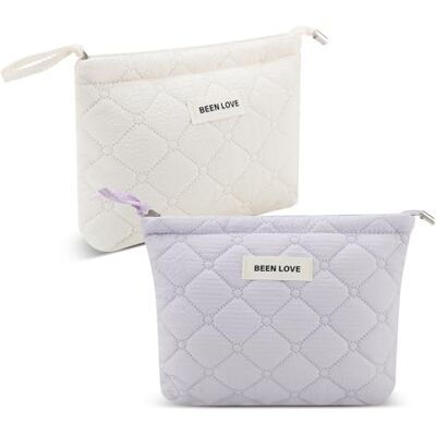 AiQInu Kosmetiktasche 2 Stück,Kosmetiktasche Cord,Reisen Kleine Kosmetiktasche Schminktäschchen für Mädchen Damen,Makeup Bag Kulturtasche Portable mit Reißverschluss,Make Up Tasche Beige Lila AiQInu Kosmetiktasche 2 Stück,Kosmetiktasche Cord,Reisen Kleine Kosmetiktasche Schminktäschchen für Mädchen Damen,Makeup Bag Kulturtasche Portable mit Reißverschluss,Make Up Tasche Beige Lila