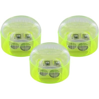 KUM Doppelanspitzer mit Deckel 208 M2, grün, 3er Pack Behälterspitzer für Blei- und Buntstifte, ideal für Schule, Büro und zu Hause KUM Doppelanspitzer mit Deckel 208 M2, grün, 3er Pack Behälterspitzer für Blei- und Buntstifte, ideal für Schule, Büro und zu Hause