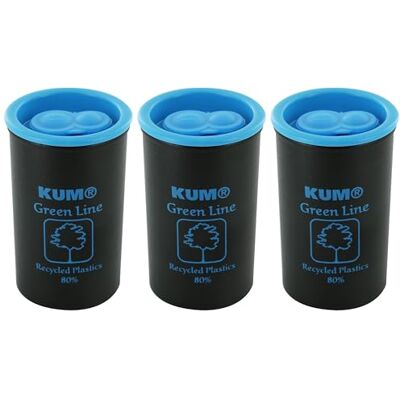 KUM AZ349.00.16-B Anspitzer mit Behälter Green Line 1870, 3 Spitzer blau, nachhaltig KUM AZ349.00.16-B Anspitzer mit Behälter Green Line 1870, 3 Spitzer blau, nachhaltig