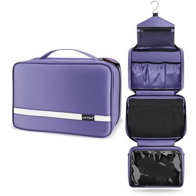 Carttiya Kulturbeutel zum Aufhängen, Kulturbeutel Herren Damen, Kosmetiktasche Groß Waschtasche Reise Waschbeutel Cosmetic Bag Makeup Tasche Kulturtaschen Toilettentasche mit Haken (Violett) Carttiya Kulturbeutel zum Aufhängen, Kulturbeutel Herren Damen, Kosmetiktasche Groß Waschtasche Reise Waschbeutel Cosmetic Bag Makeup Tasche Kulturtaschen Toilettentasche mit Haken (Violett)