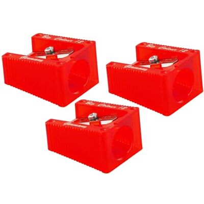 KUM Spitzer Big für Stifte bis 12 mm, rot, 3er Pack Anspitzer für dicke Stifte, ideal für Schule und Kreativbedarf KUM Spitzer Big für Stifte bis 12 mm, rot, 3er Pack Anspitzer für dicke Stifte, ideal für Schule und Kreativbedarf