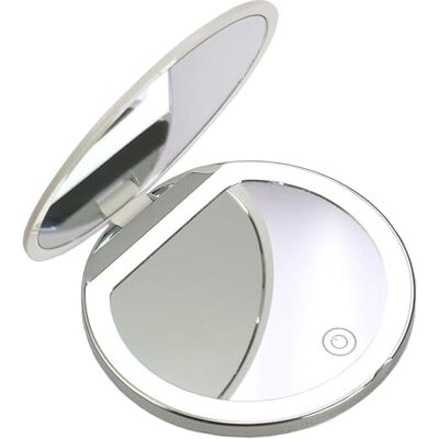 Fantasia Taschenspiegel, rund, Weiss, mit 3-Fach Vergrösserung, LED-Beleuchtung, Ø 8 cm Fantasia Taschenspiegel, rund, Weiss, mit 3-Fach Vergrösserung, LED-Beleuchtung, Ø 8 cm