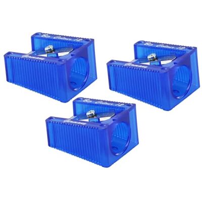 KUM Spitzer Big für Stifte bis 12 mm, blau, 3er Pack Anspitzer für dicke Stifte, ideal für Schule und Kreativbedarf KUM Spitzer Big für Stifte bis 12 mm, blau, 3er Pack Anspitzer für dicke Stifte, ideal für Schule und Kreativbedarf