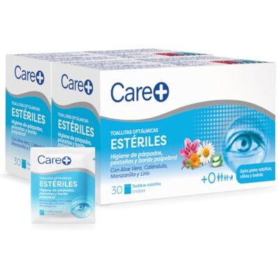 Care + Care+ Ophthalmic Wipes — tägliche Hygiene für Augenlider, Wimpern und Lidränder — Aloe Vera, Ringelblume, Kamille und Lilie — 60 Tücher Care + Care+ Ophthalmic Wipes — tägliche Hygiene für Augenlider, Wimpern und Lidränder — Aloe Vera, Ringelblume, Kamille und Lilie — 60 Tücher