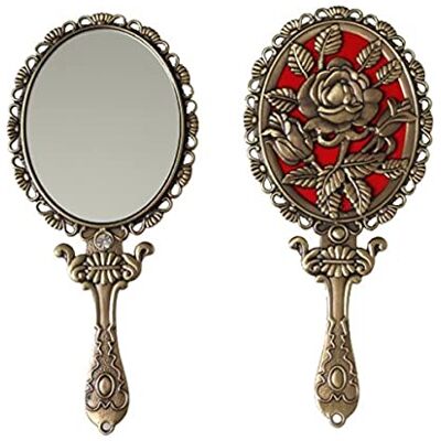 SEHAMANO HOME ATUIO SEHAMANO Vintage Hand Mirror with Embossed Rose on The Back Handheld Makeup Beauty Metal Mirror Compact Purse Small Mirror. SEHAMANO HOME ATUIO SEHAMANO Vintage Hand Mirror with Embossed Rose on The Back Handheld Makeup Beauty Metal Mirror Compact Purse Small Mirror.
