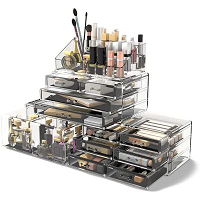 Readaeer Makeup Organizer/Kosmetik Aufbewahrungsbox/Schmink Aufbewahrungskasten in 4 Lagen, ist für Schlafzimmer und Badzimmer geeignet (Transparent) Readaeer Makeup Organizer/Kosmetik Aufbewahrungsbox/Schmink Aufbewahrungskasten in 4 Lagen, ist für Schlafzimmer und Badzimmer geeignet (Transparent)