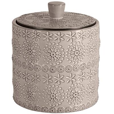 Spirella Wattepaddose Relief Kosmetikorganizer für Make Up und Schmuck Porzellan Wattepadspender, Kleiner Wattestäbchen Spender aus Kunststoff, runde Wattepads Aufbewahrung mit Deckel Beige Spirella Wattepaddose Relief Kosmetikorganizer für Make Up und Schmuck Porzellan Wattepadspender, Kleiner Wattestäbchen Spender aus Kunststoff, runde Wattepads Aufbewahrung mit Deckel Beige